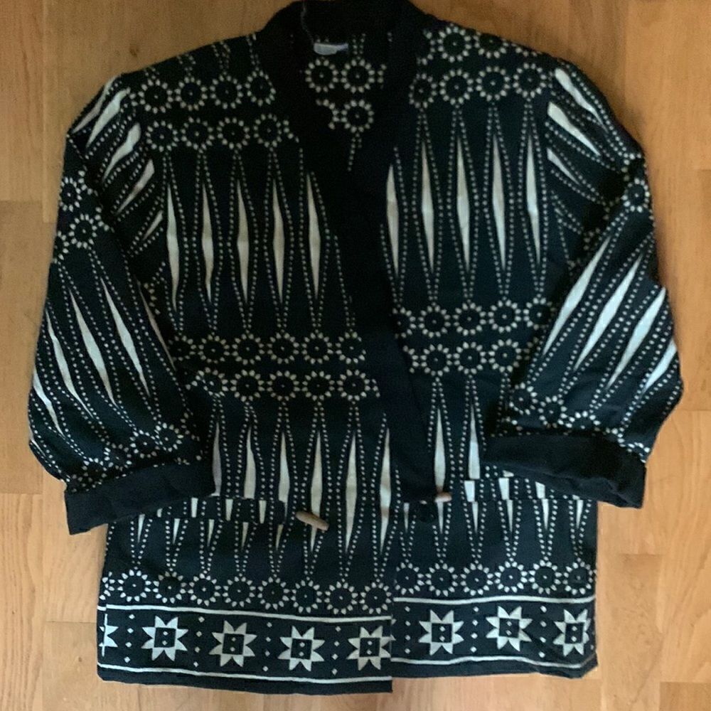Vintage Cotton Jacket Blazer India Black & White Medium